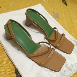 By Far Renata Leather Slingback Sandals | Brown | Size 35 (Runs big!)